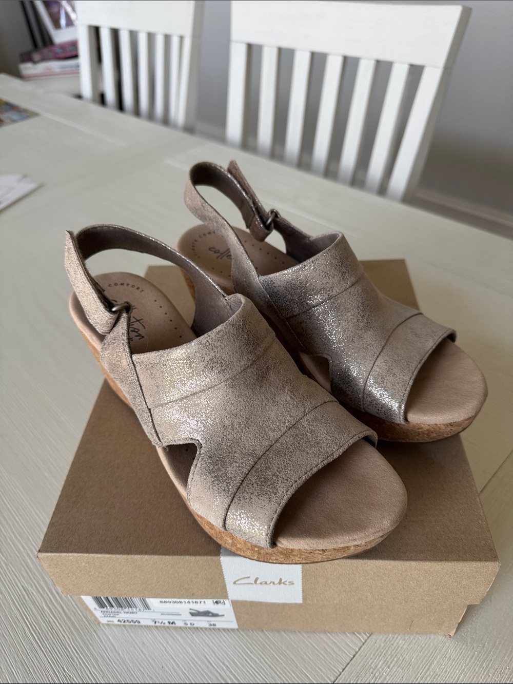 Clark’s Annadel Ivory Pewter sandals